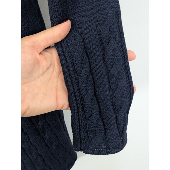 Brooks Brothers Shawl Collar Navy Knit Wool Cardigan Sweater Leather Buckle Sz S - Picture 7 of 9